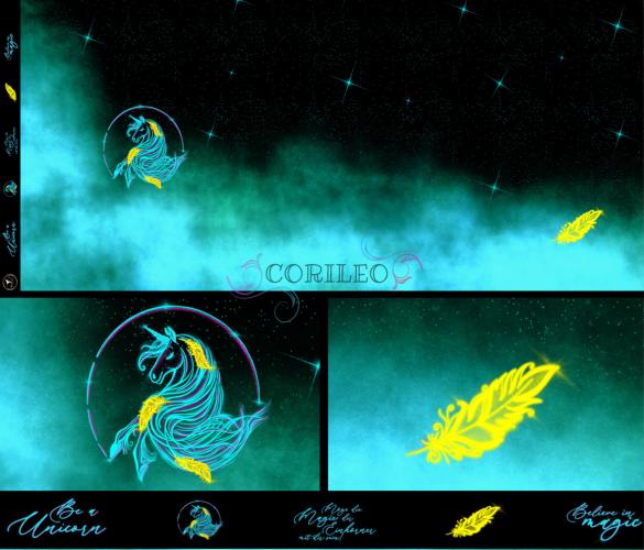 Eigenproduktion Panel Magic Neon Unicorn 75x 165cm
